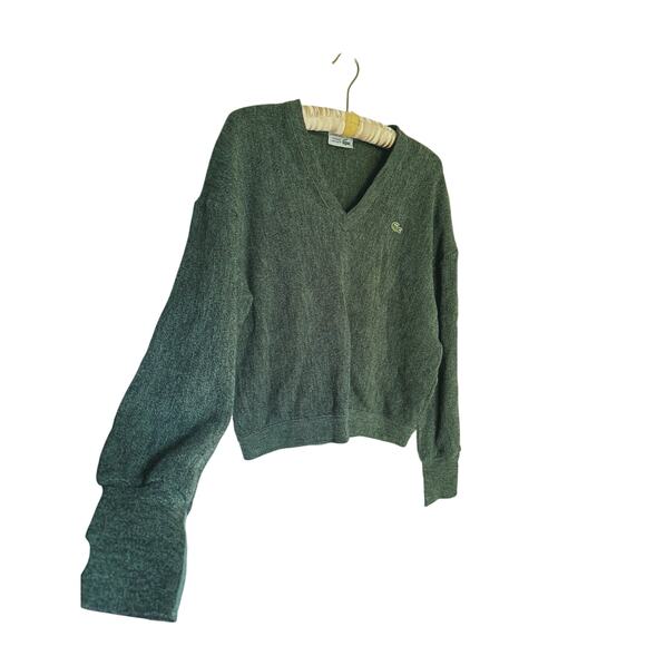 Lacoste Men’s Heathered Green V-Neck Pure Wool Sweater Long Sleeve Large Fall - Picture 7 of 7